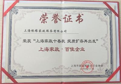 橋緣榮譽(yù)(2018-2020) 上海、江蘇家政 榮譽(yù)證書(shū)獎(jiǎng)牌 獎(jiǎng)?wù)陋?jiǎng)杯 獎(jiǎng)勵(lì)證書(shū) 企業(yè)榮譽(yù) 稱(chēng)號(hào) 橋緣公司取得的榮譽(yù)